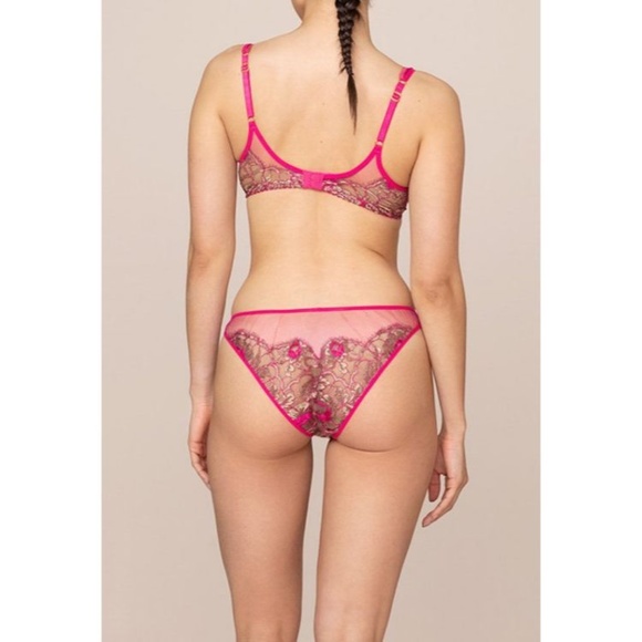 Agent Provocateur Lysianne Gold Fuchsia Brief AP2 Small NWT $215 - Picture 3 of 11